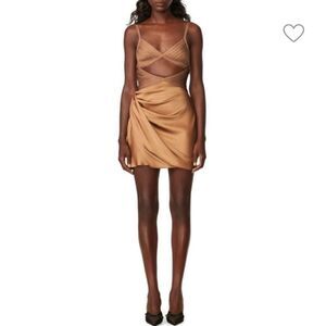NWT Herve Leger Draped Silk Cut Out Mini Dress  Size 8